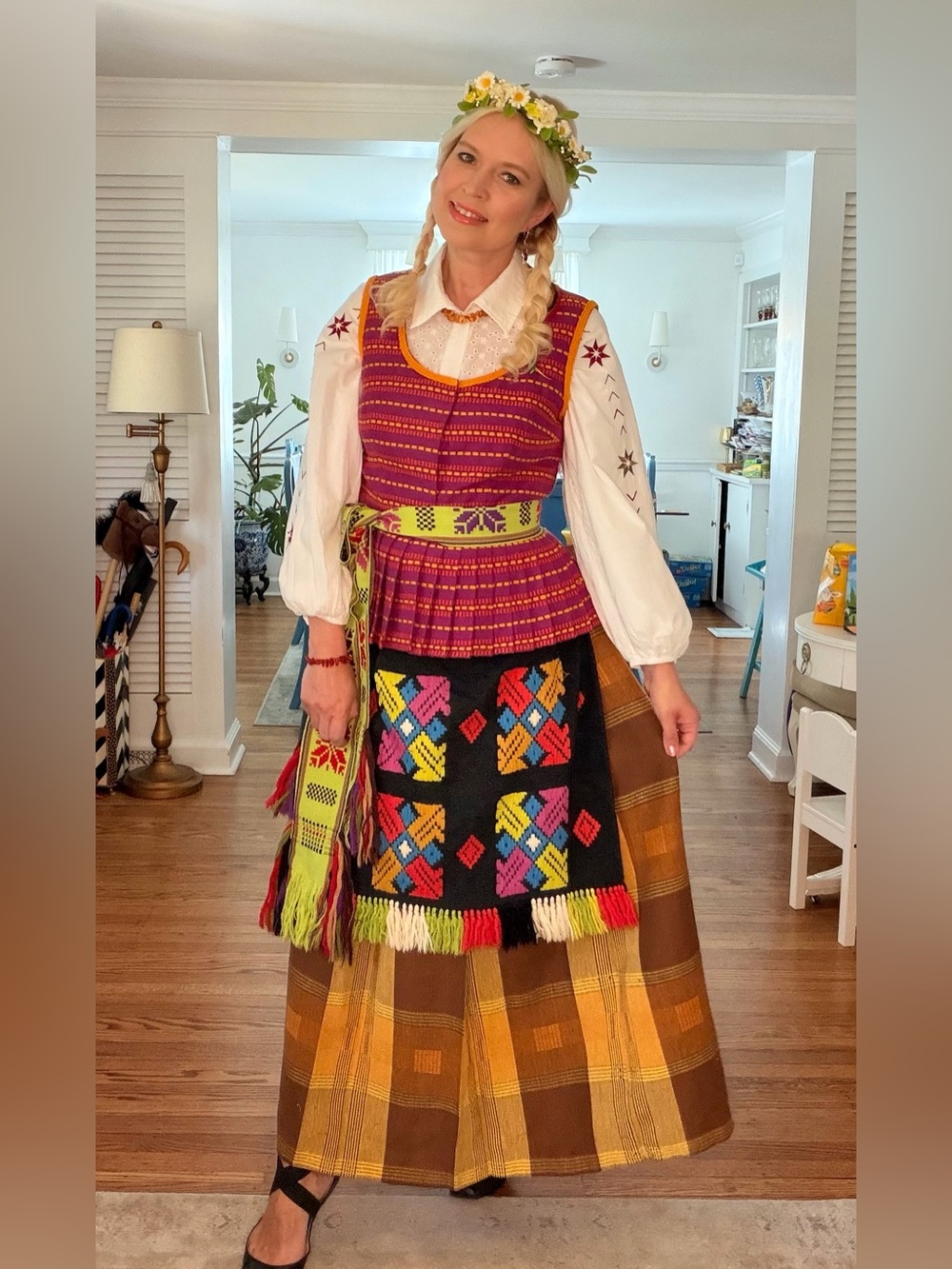 Women’s Lithuanian Ethnic skirt Plaid Midi Skirt